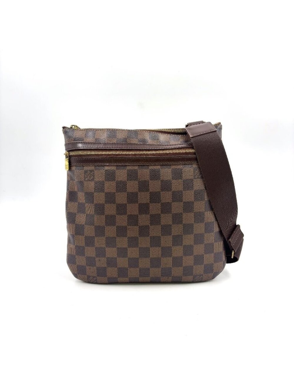 Louis Vuitton Pochette Bosphore Damier Ebene Leather Brown Shoulder Bag Gold